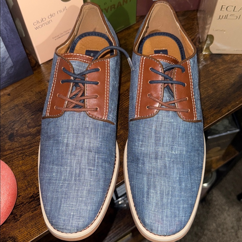 Giorgio Brutini Men's Chambray Fabric Lace Up Casual Oxford Shoes 9M